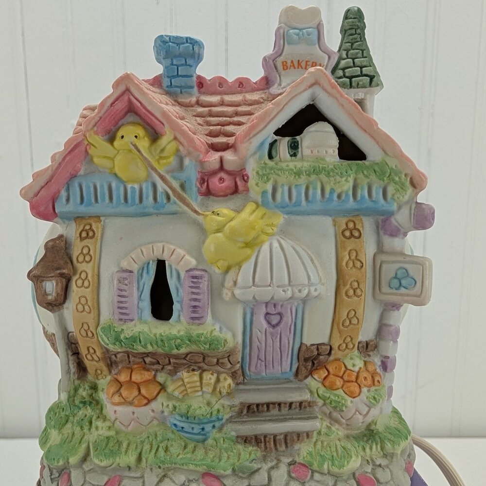 Vintage Easter Village Bakery Porcelain House Figurine Illuminated Hand Painted